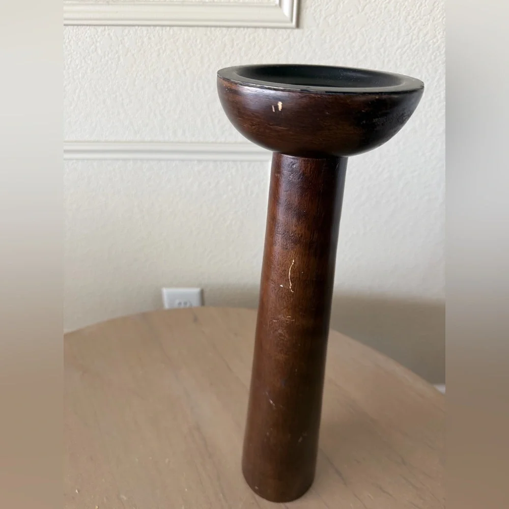 Elegant Brown Wooden Vase‎